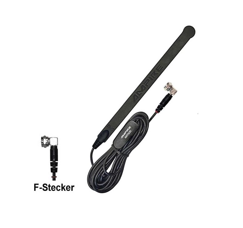 AMPIRE DAB+/DVB-T2 Aktiv-Antenne mit 20dB Verstärkung, F-Stecker