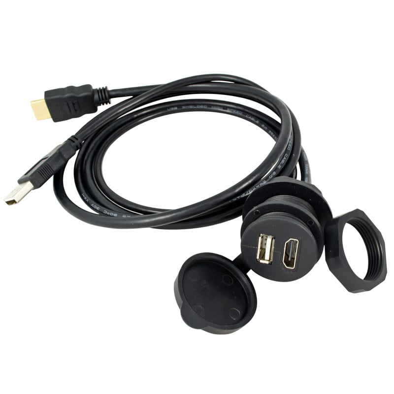 AMPIRE HDMI/USB-Einbaubuchse mit 200cm Kabel