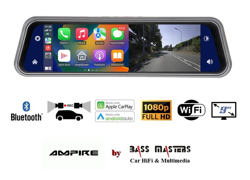 AMPIRE Smartphone-Spiegelmonitor 9 Zoll