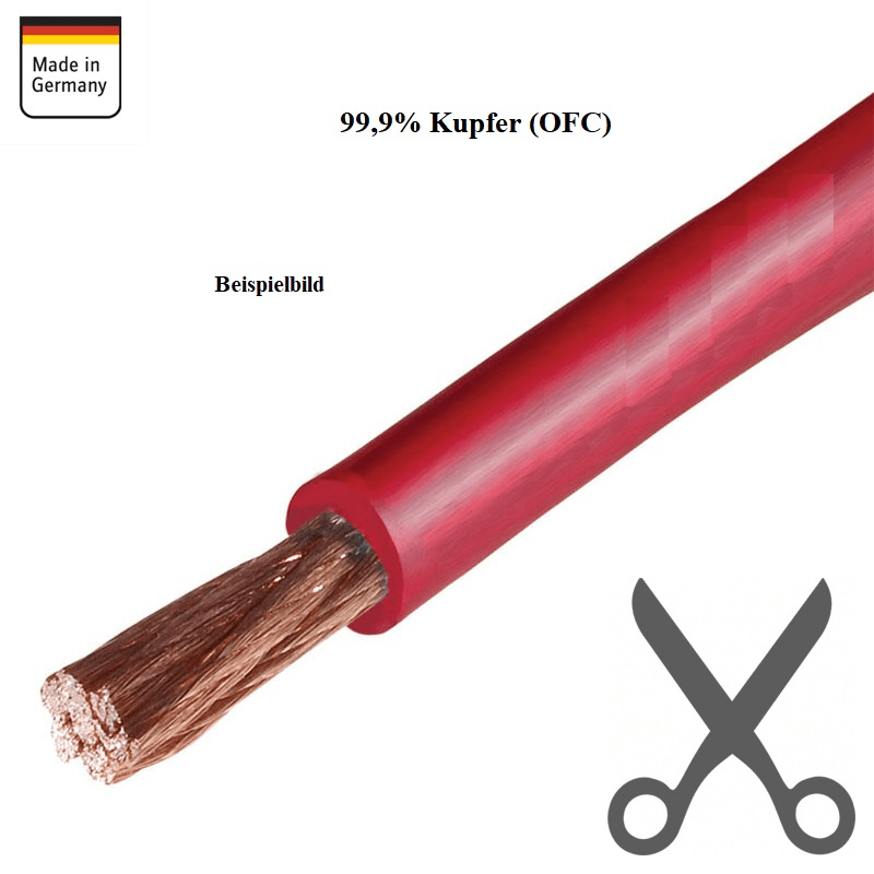 BASS MASTERS SPL Stromkabel rot 6mm², Kupfer