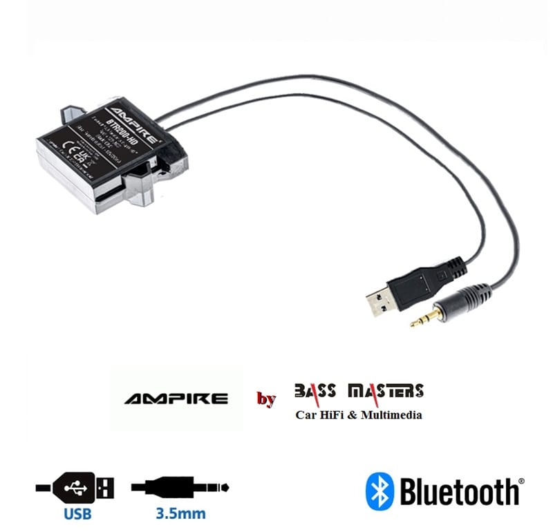 AMPIRE Bluetooth® Audio Empfänger mit 3.5mm Klinkenstecker, USB-